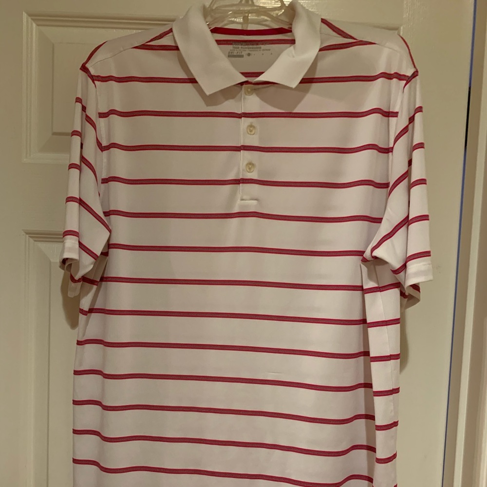 MENS NIKE POLO SHIRT SIZE-L COLOR-RED/WHITE